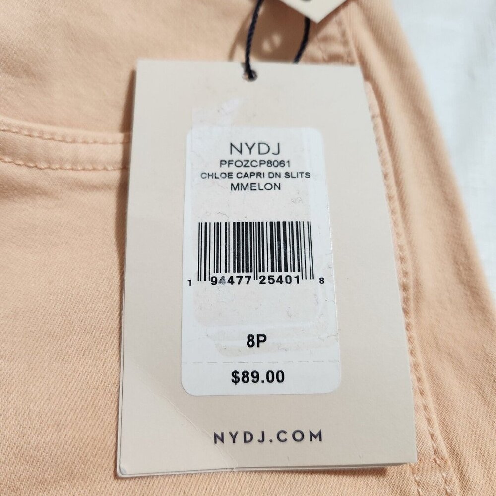 NYDJ Chloe Capri crop stretch Jeans Women's Size 8P Melon Side Slits NWT ---7 - Picture 6 of 11